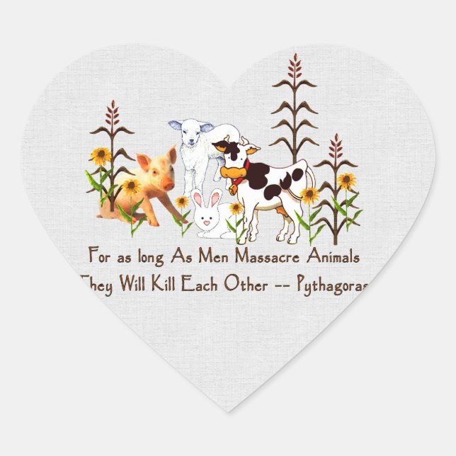 Pythagoras Vegetarian quote Heart Sticker (Front)