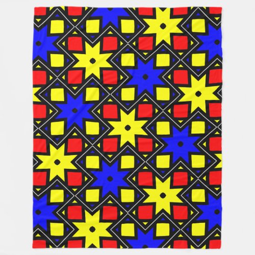 Pythagorean abstract primary colors pattern fleece blanket