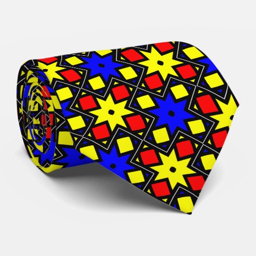Pythagorean abstract primary colors pattern neck tie