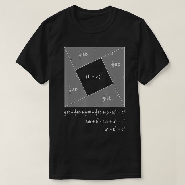 Pythagorean Theorem Algebraic Proof Math  T-Shirt (Design Front)