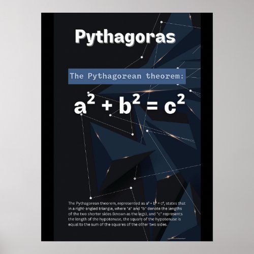 Pythagorean Theorem Posters Geometry Math Poster