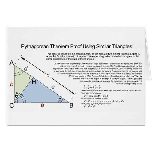 Pythagorean Theorem Proof Using Similar Triangles Cards (Front Horizontal)