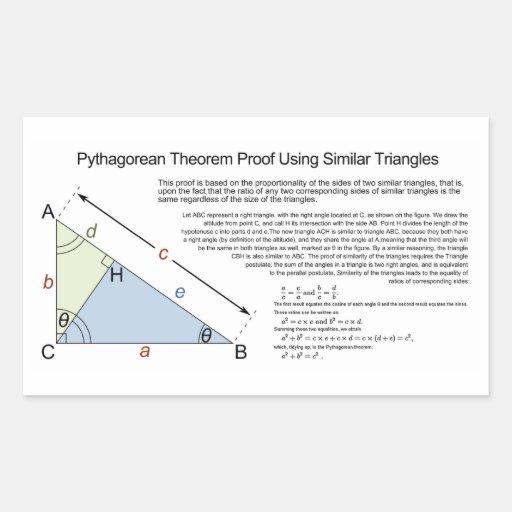 Pythagorean Theorem Proof Using Similar Triangles Rectangle Stickers ...