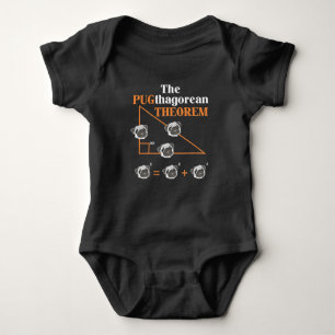 Pythagorean theorem Pug Dog Lover Math Teacher Baby Bodysuit