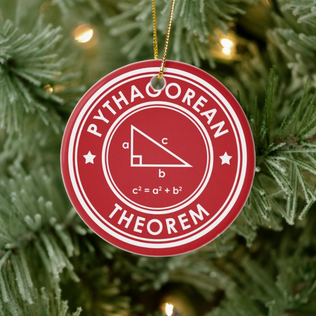 Pythagorean Theorem Red Ceramic Ornament (Tree)