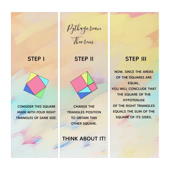 Pythagorean Theorem - Step by Step - Triptych (Front)