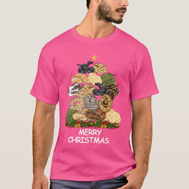 Python Christmasree Merry Christmas friend T-Shirt (Front)