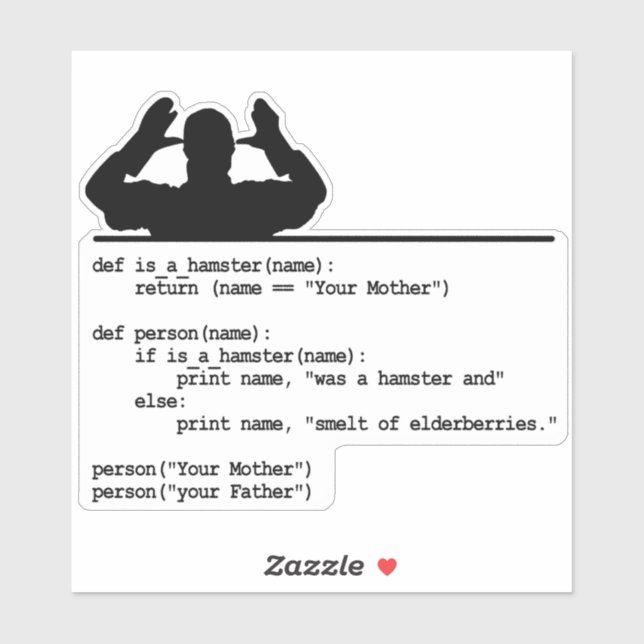 Python Code-Your mother was a hamster Sticker (Sheet)