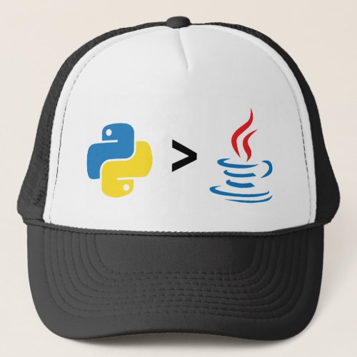 Python is Greater than Java Python vs Java Trucker Hat