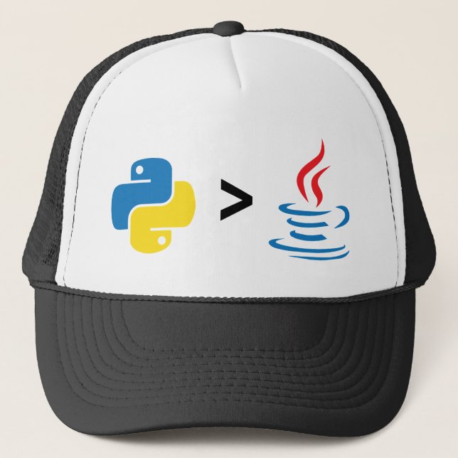 Python is Greater than Java. Python vs Java Trucker Hat (Front)