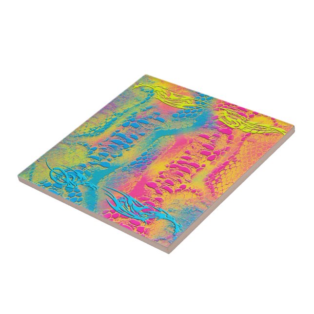 PYTHON - modern decorative fractal - Ceramic Tile (Side)