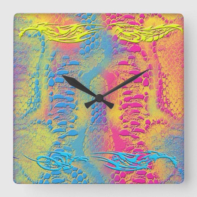 PYTHON - modern decorative fractal - Square Wall Clock (Front)