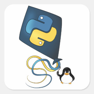 Python on Linux Square Sticker
