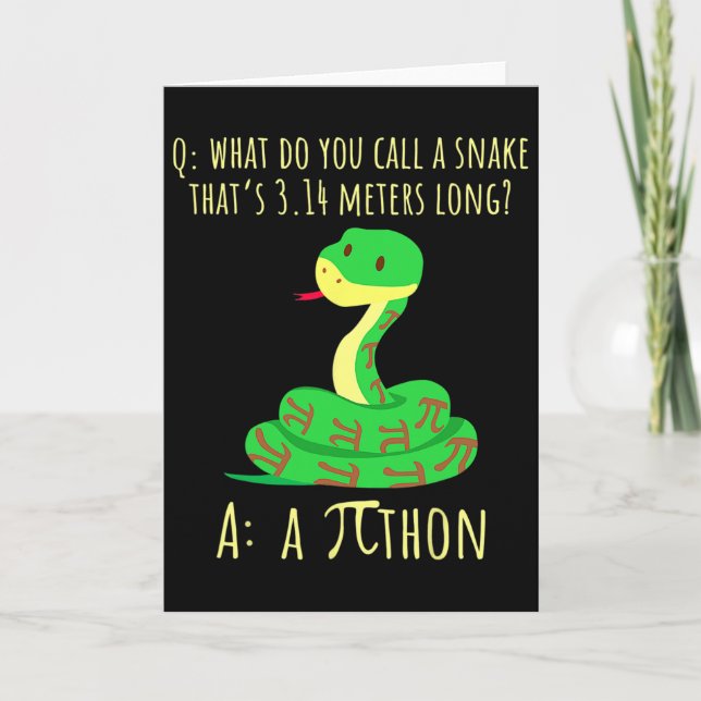 Python Pithon Pi Symbol Funny Math Teacher Pi Day  Card (Front)