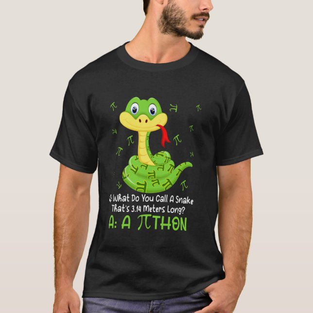 Python Pithon Pi Symbol Funny Math Teacher Pi Day  T-Shirt (Front)