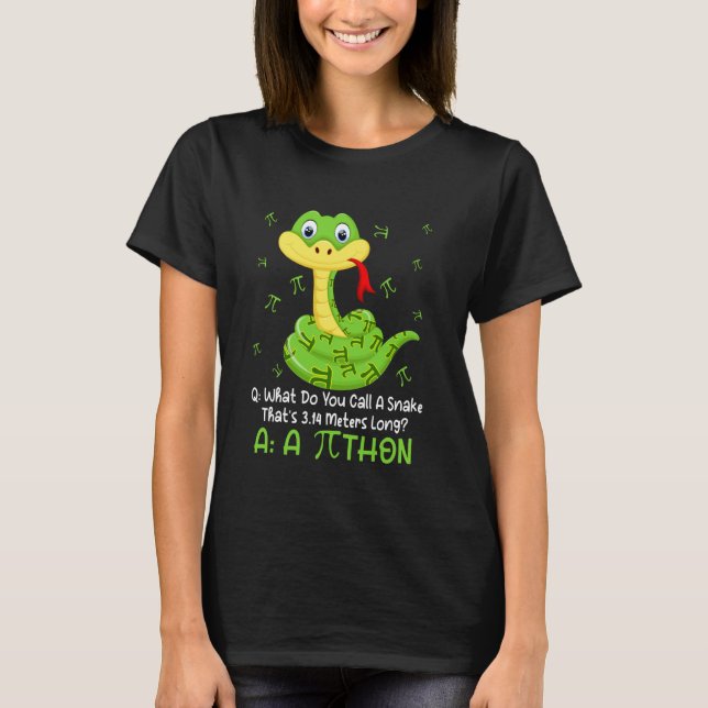 Python Pithon Pi Symbol Funny Math Teacher Pi Day T-Shirt (Front)
