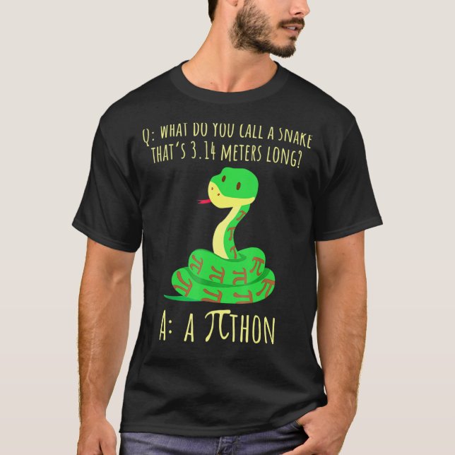 Python Pithon Pi Symbol Funny Math Teacher Pi Day  T-Shirt (Front)