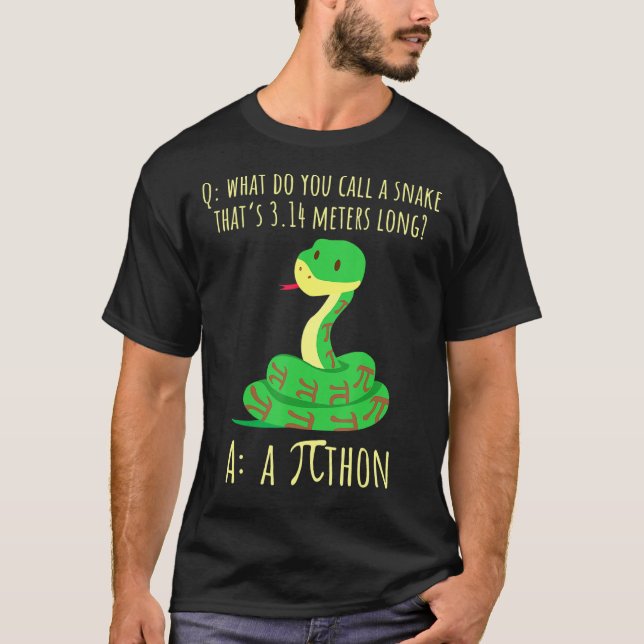 Python Pithon Pi Symbol Math Teacher Pi Day T-Shirt (Front)
