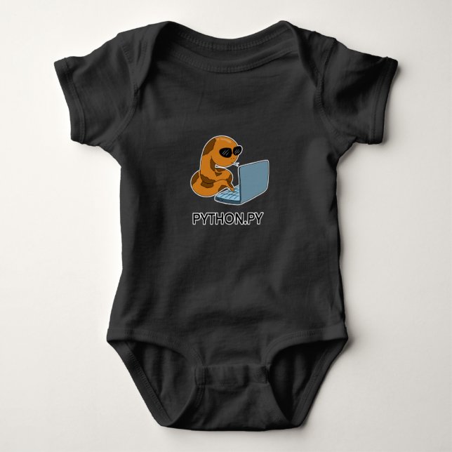 Python Programmer Funny Snake Baby Bodysuit (Front)