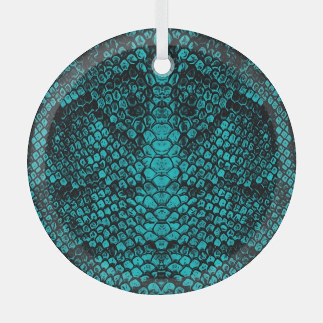 Python Skin: Snake Pattern Design Glass Ornament (Front)