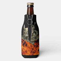 Python Snake Demon Skull Fire Bottle Cooler | Zazzle
