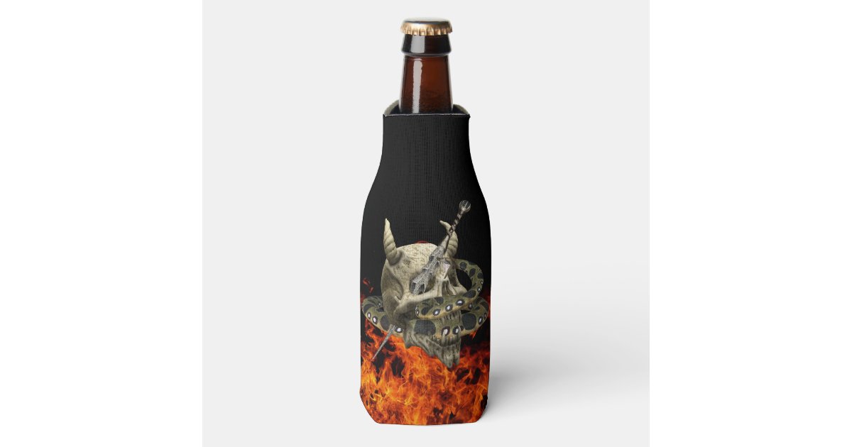Python Snake Demon Skull Fire Bottle Cooler | Zazzle