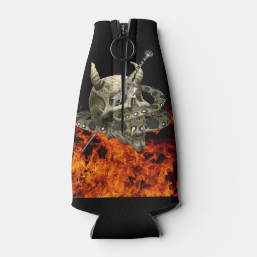 Python Snake Demon Skull Fire Bottle Cooler | Zazzle