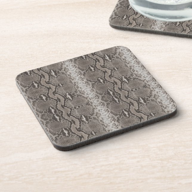 Python Snake Skin Animal Print Beverage Coaster (Left Side)