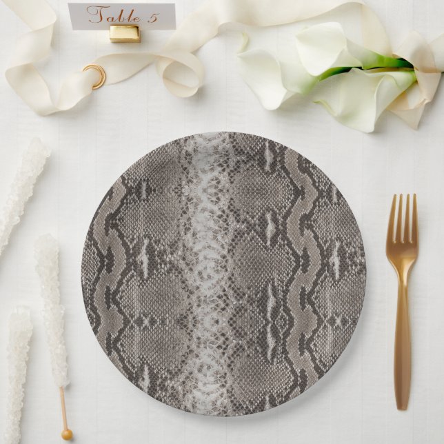 Python Snake Skin Animal Print Paper Plates (Wedding)