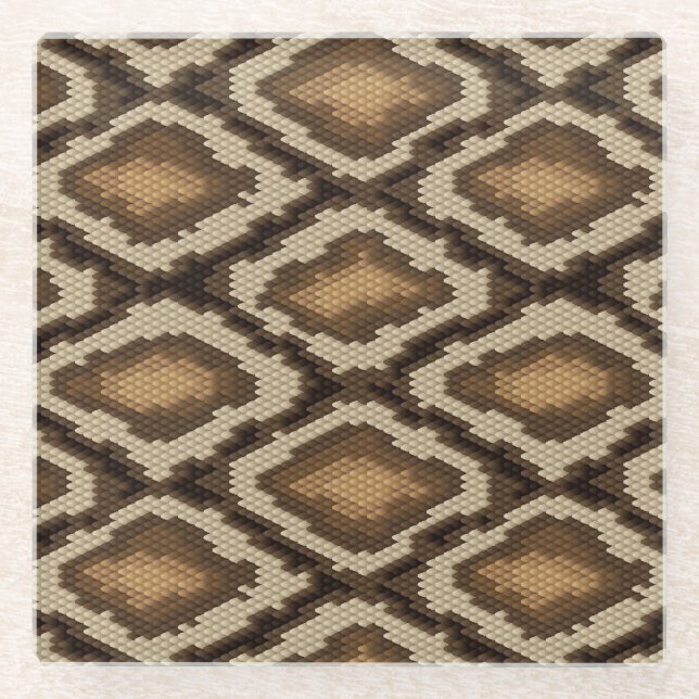 Python snake skin pattern 2 glass coaster (Front)