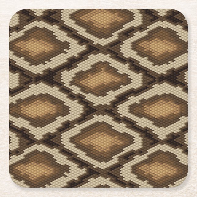 Python snake skin pattern 2 square paper coaster (Front)
