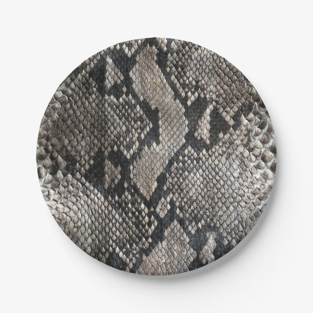 Python Snake Skin - Rich Elegant Fashion Halloween Paper Plates (Front)