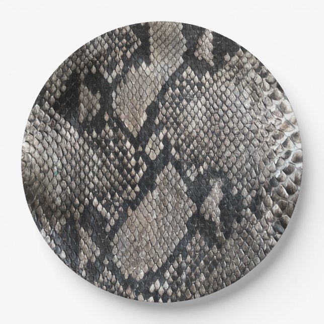 Python Snake Skin - Rich Elegant Halloween Paper Plates (Front)