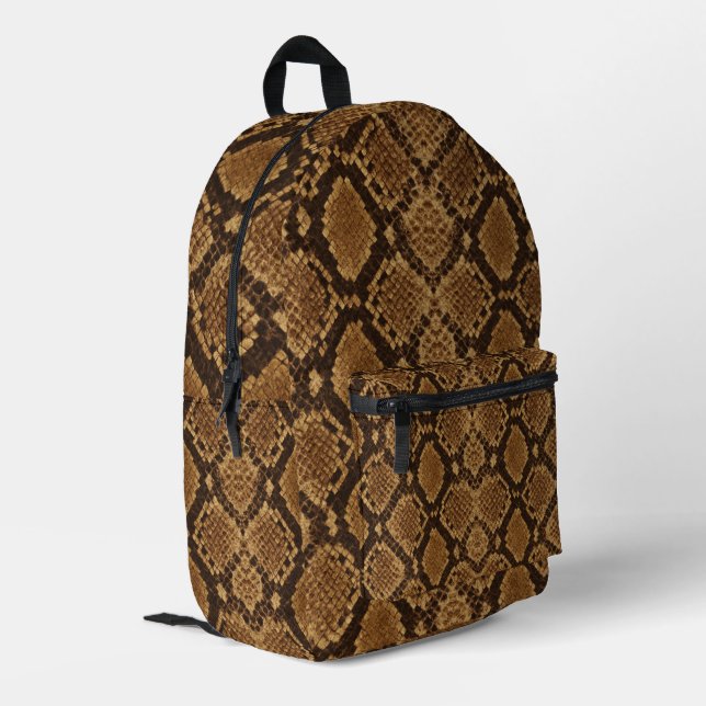 Python Snakeskin Print Printed Backpack (Back Corner Left)