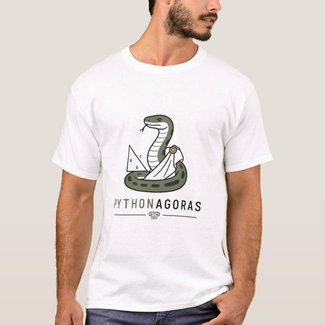 Pythonagoras Funny Pythagoras Python Pun T-Shirt (Front)