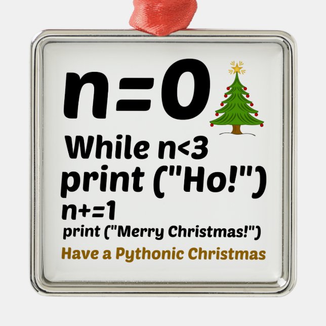 Pythonic Christmas Metal Ornament (Front)