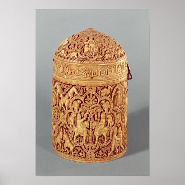 Pyx with relief depicting pleasures of poster (Front)