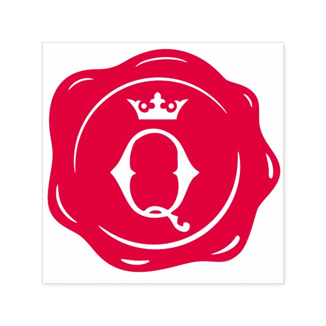 Q - Antique Wax Seal Gothic Crown Initial Letter Self-inking Stamp (Design)