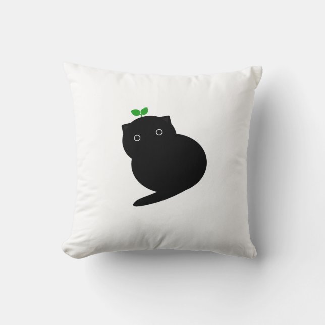Q Cat Throw Pillow (Front)