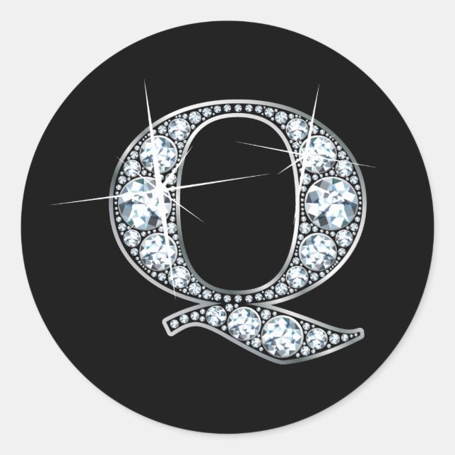 "Q" Diamond Bling Sticker (Front)