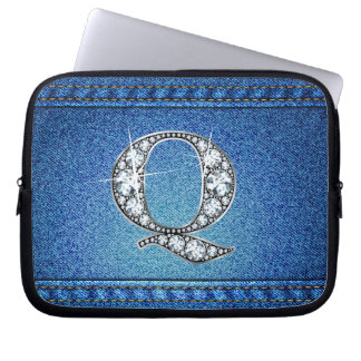 Q "Diamond" Denim Stitching Electronics Bag