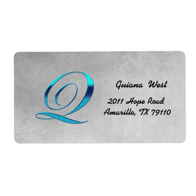 Q Elegant Monogram Address Label (Front)