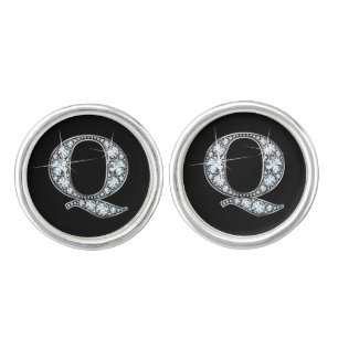 Q Faux-"Diamond Bling" Cufflinks