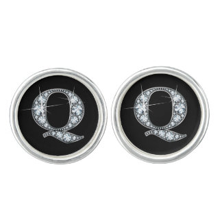Q Faux-"Diamond Bling" Cufflinks