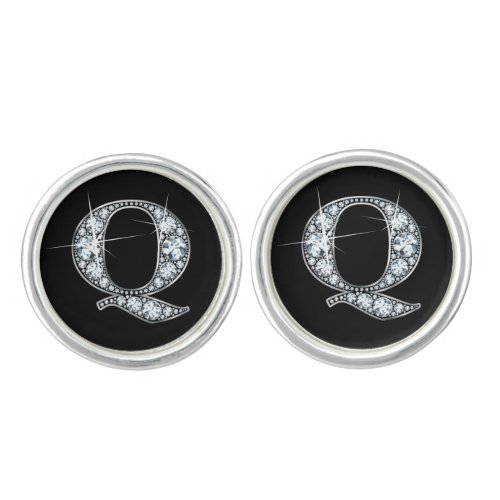 Q Faux_Diamond Bling Cufflinks