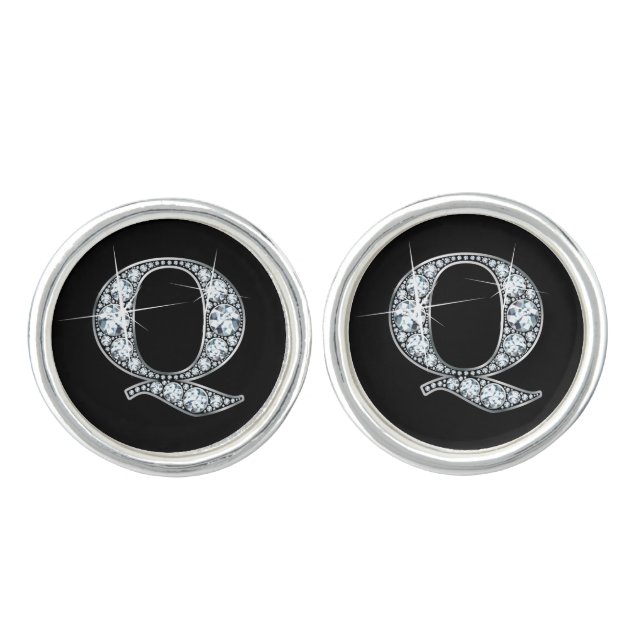 Q Faux-"Diamond Bling" Cufflinks (Front)
