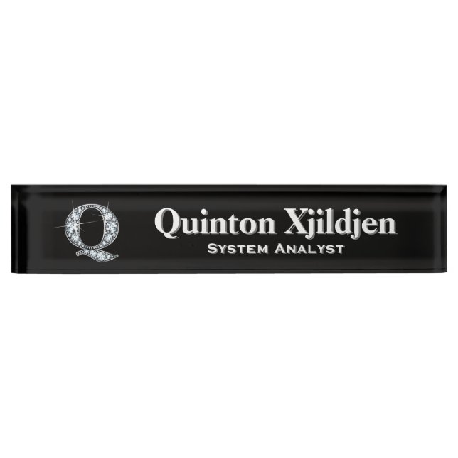 Q Faux Diamond Desk Nameplate (Front)