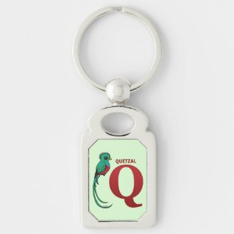 Q is for Quetzal Rectangle Metal Keychain