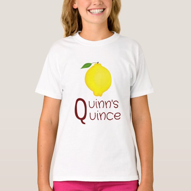 Q For Your Initial Name and Quince Fruit T-Shirt (Front)