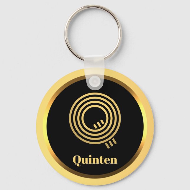 Q Gold Monogrammed Letter Personalised Keychain (Front)